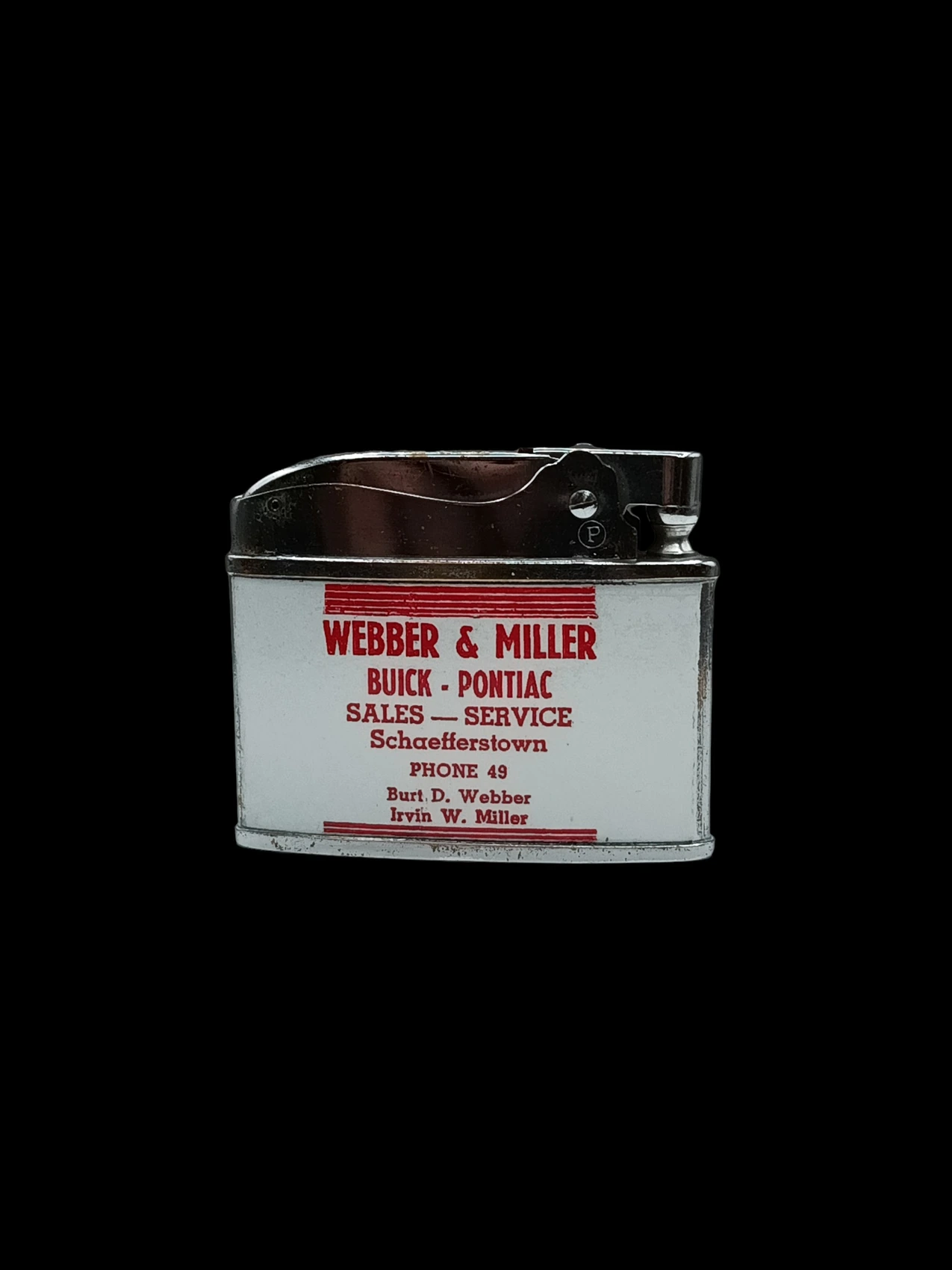 Franklin-Weber Pontiac / Weber & Miller Buick-Pontiac Advertising Lighter back archival photograph