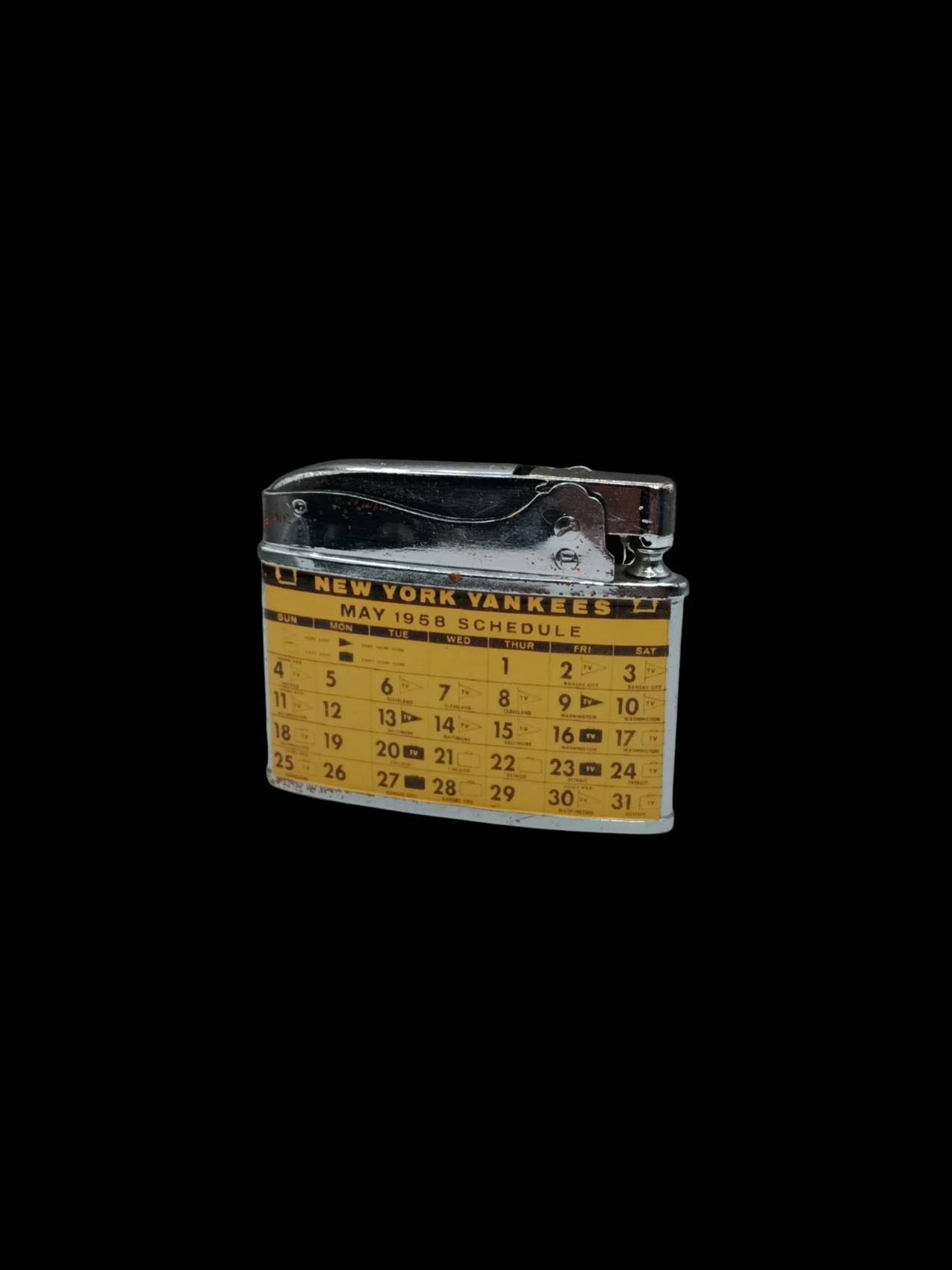 May 1958 Schedule — New York Yankees / Ballantine Beer back archival photograph