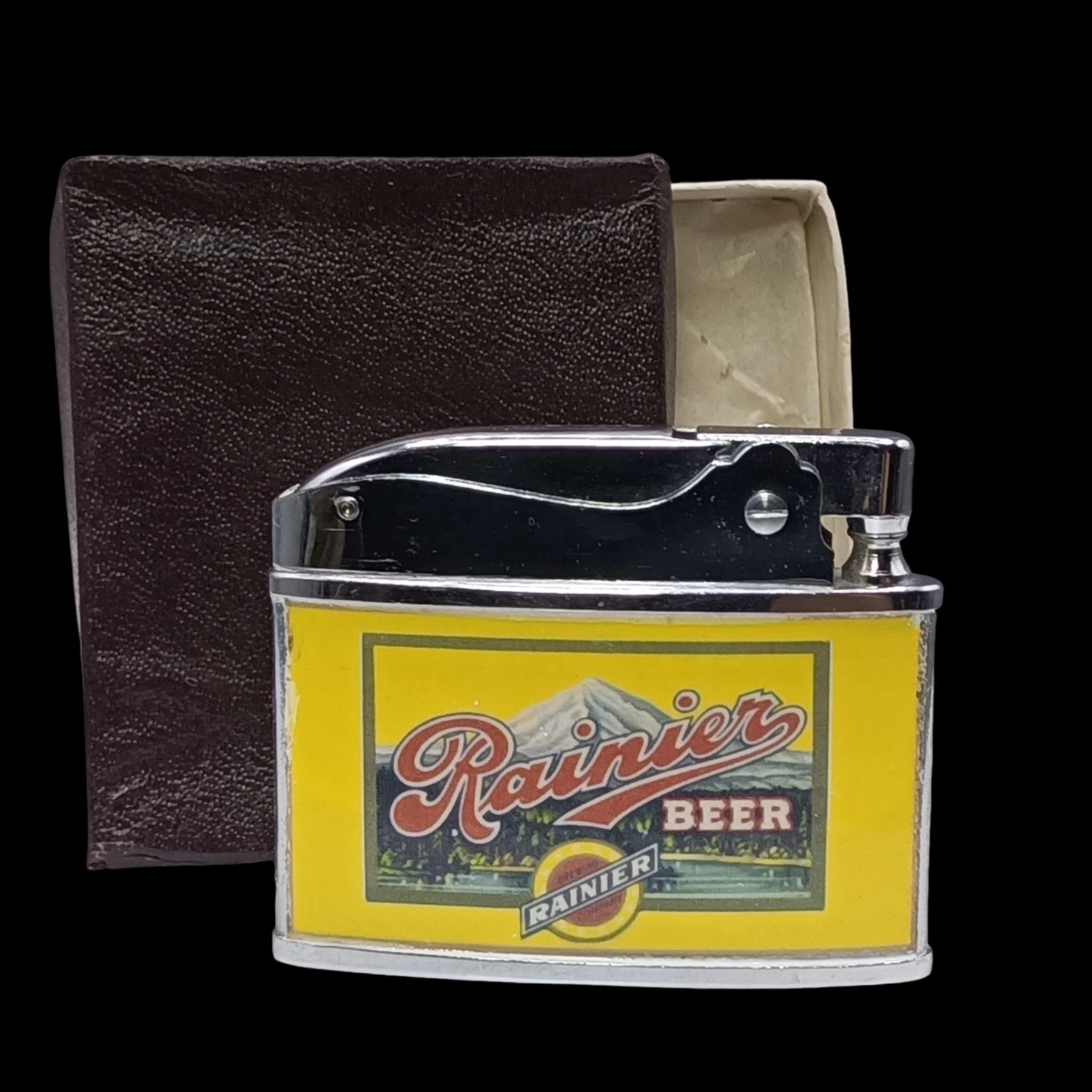 Rainier Beer – Mountain Label on Yellow Field Variant back archival photograph