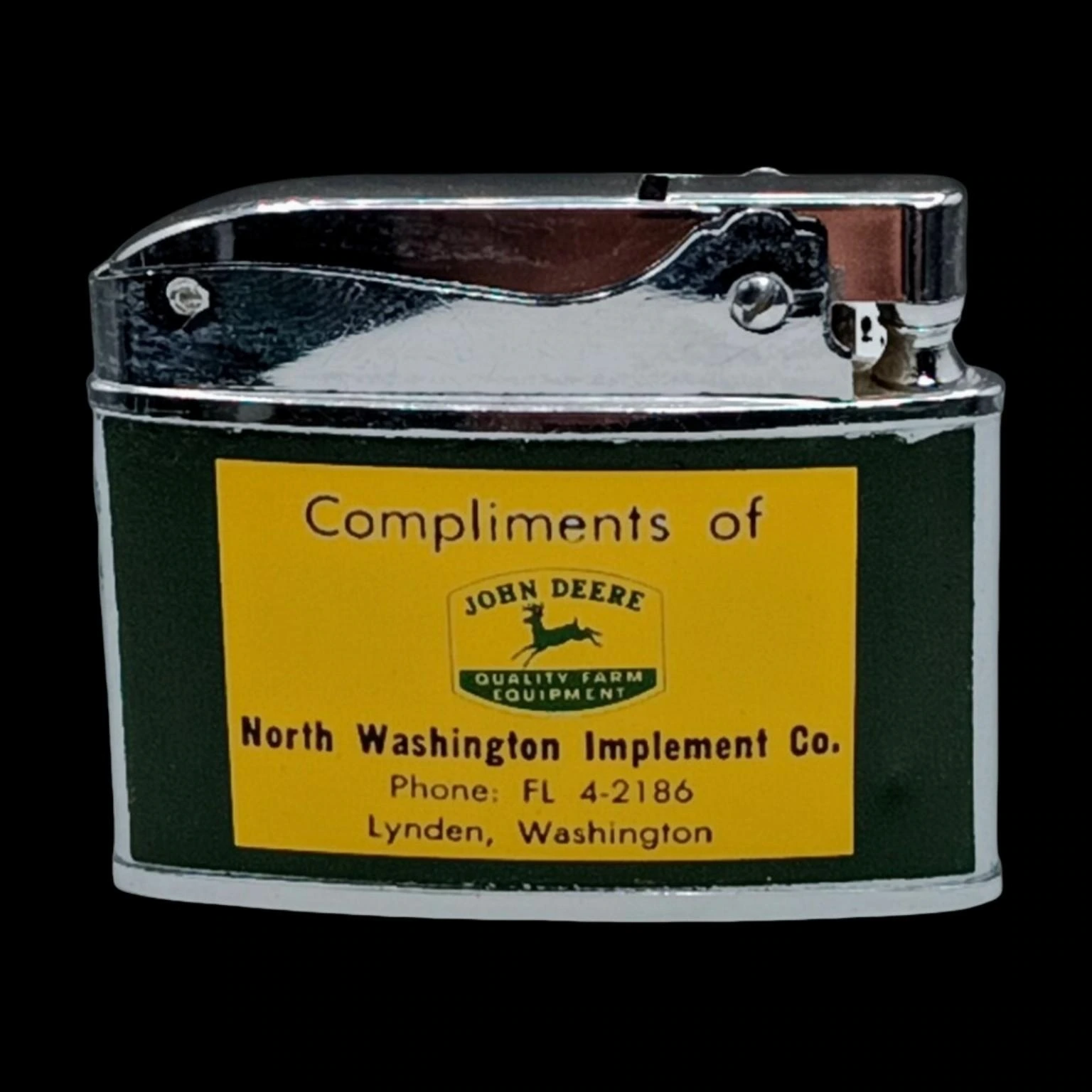 John Deere Tractor & Wagon Scene – North Washington Implement Co. back archival photograph